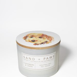 Sand + Paws Cashmere & Linen 12 oz scented candle