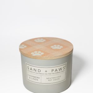 Sand + Paws Cashmere & Linen 12 oz scented candle